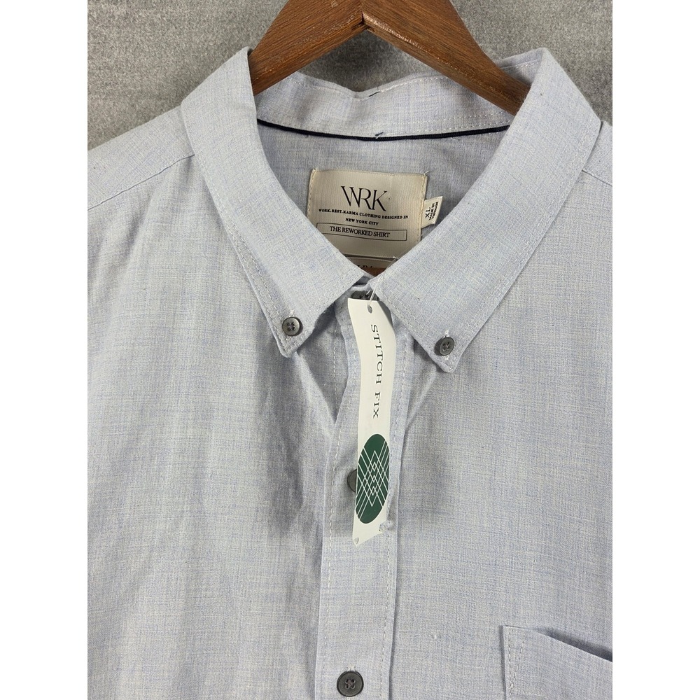 WRK Reworked Button Up Shirt Mens XL Slim Fit Career Wear Blue Long Sleeve Work